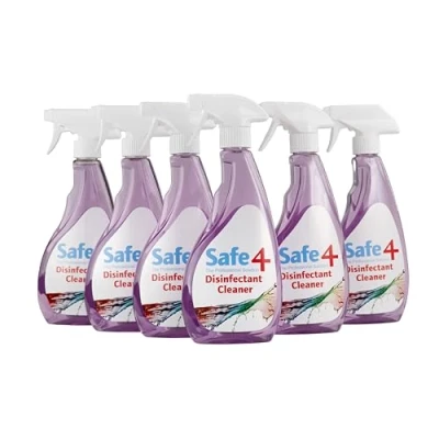 Image of Safe4 Professional Surface Disinfectant Ready to Use Enhanced Formulation,UK Manufactured,for Effective Virus &amp; Bacteria Protection (500ml,Pack of 6,Lavender)