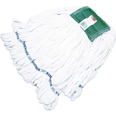 Image of Rubbermaid Commercial Rough Floor Wet Mop, Large, 5 Inch Green Headband, White (FGT25500WH00)