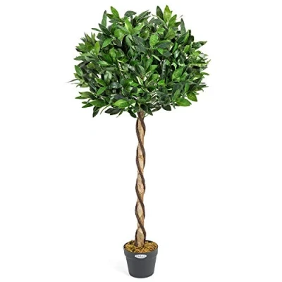 Image of CHRISTOW Artificial Bay Tree In Pot, Large 3ft 4ft Tall Indoor Outdoor Garden Topiary Ball, Twisted Wooden Trunk, Realistic Lush Green Leaves, Home Office Restaurant (4ft, 1 pack)