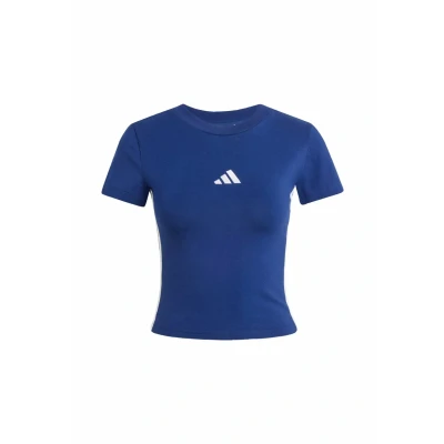 Image of adidas Sportswear Essentials 3 Stripes SLIM Basic Tshirt Dark blue white, Women&#039;s, Size: Medium, white