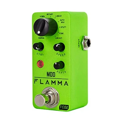 Image of FLAMMA FC05 Mini Modulation Pedal with Chorus Flanger Tremolo Phaser Vibrato Rotary Liquid Autowah Stutter Ring LowBit