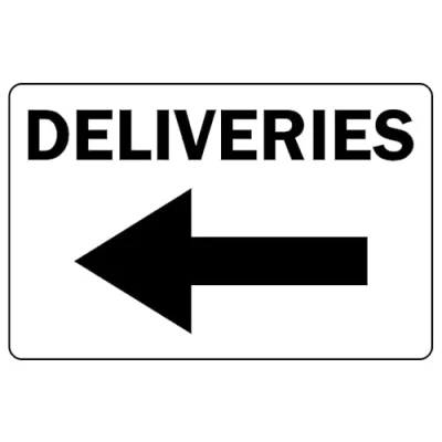 Image of Deliveries Left Safety Sign 1mm Plastic (200mm x 150mm)