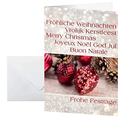 Image of SIGEL DS061 Christmas Greeting Card &quot;Christmas Spirit&quot;, A6 (A5), blank, 10 Pieces incl. envelopes, easy to print