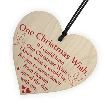 Image of RED OCEAN One Christmas Wish Tree Memorial Heaven Gift Memory Hanging Plaque Bauble Keepsake Sign