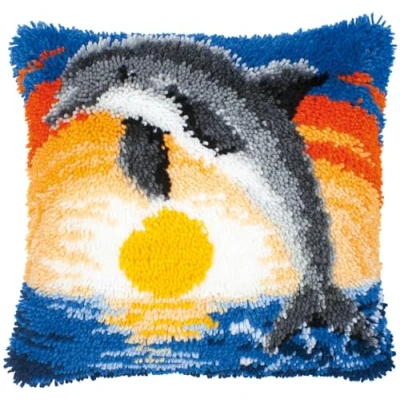 Image of Vervaco Dolphin Latch Hook Cushion, Multi Colour