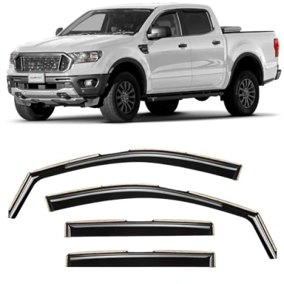 Image of CLIM ART wind deflector for/compatible with Ford Ranger 2011 2023 door rain deflectors,car accessories, car deflectors, in channel 4 pieces