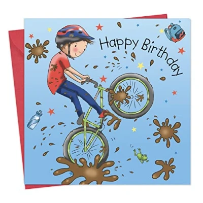 Image of Twizler Happy Birthday Card with Mountain Bike Boys Boy For Sporty Childrens Cards Presents