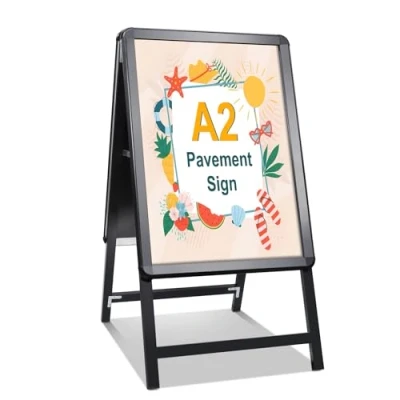 Image of STANDNEE Pavement Sign Frame Board Double Sided Display A Poster Stand Holder for Advertising (Black A2)