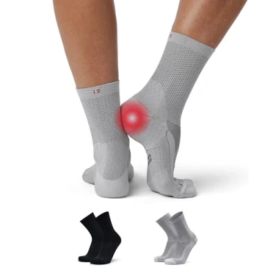Image of DANISH ENDURANCE Plantar Fasciitis Socks, Functional socks for Neuropathy, Ankle Support Women and Men, 2 Pack, Multicolour (1xBlack/Grey, 1xLight Grey) 9 12