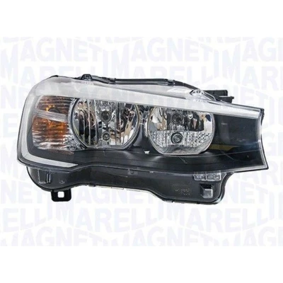 Image of 63117334077, 63127334077, 7334077 Headlights MAGNETI MARELLI 710815021019 Left W5W, H7, PY21W, W21W Halogen 12V Orange for right hand traffic BMW: X3