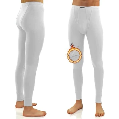 Image of Sesto Senso Mens Thermal Long Johns Cotton 100% Warm Lightweight Underwear Functional Leggings Base Layer Bottom S White
