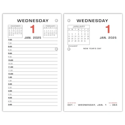 Image of AT A GLANCE 2025 Desk Calendar Refill, Daily, 3 1/2&quot; x 6&quot;, Standard, Loose Leaf (E0175025)