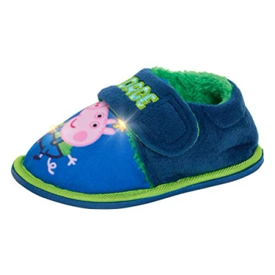 Image of Peppa Pig Boys George Light Up Slippers Blue 10 UK Child