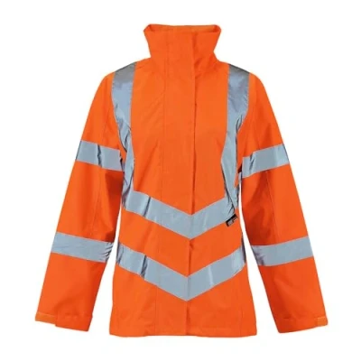 Image of Hi Vis Lightweight Womens Jacket High Visibility Water Resistant Breathable Rain Reflective Safety Workwear