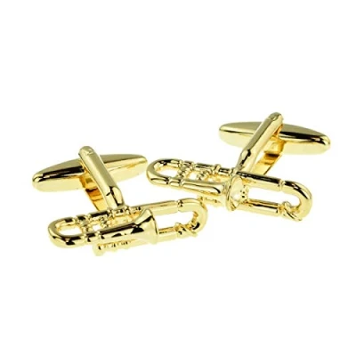 Image of Brass Band Golden Trombones Cufflinks Presented in a Box