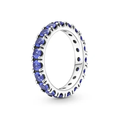 Image of Pandora Timeless Sterling silver ring with princess blue crystal, 48