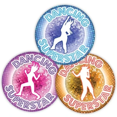 Image of Stone Melon Reward Stickers 144 Dancing Superstar 30mm Round Awards Nursery School Teachers Parents Children Kids