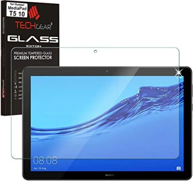 Image of TECHGEAR Glass Edition fits Huawei Mediapad T5 10 (10.1&quot; Screen) Genuine Tempered Screen Protector Guard Cover Compatible with Tablet