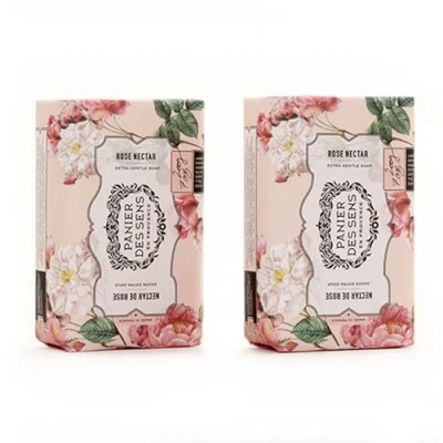 Image of Panier des Sens Rose Shea butter natural bar soap, bath &amp; body soap bars Made in France 95% 2 bars, 200g