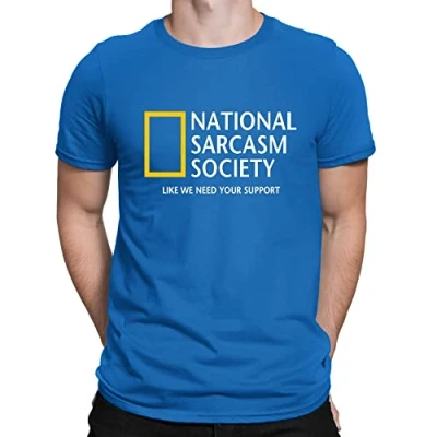 Image of Mens National Sarcasm Society Geographic Parody Funny T Shirt Royal Blue (L)
