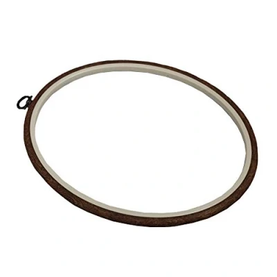 Image of Nurge Embroidery Flexi Hoop Cross Stitch Oval Display Wood Effect 22cm x 27cm