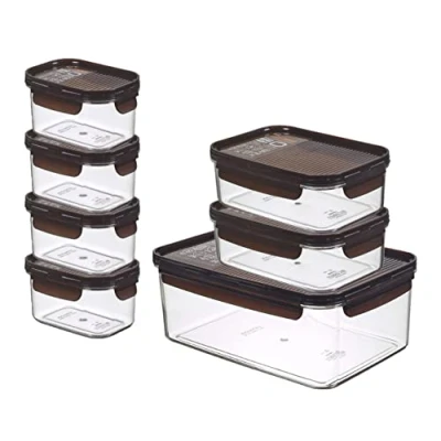 Image of LocknLock Food Storage Container Set, Tritan, Black, 7 teilig