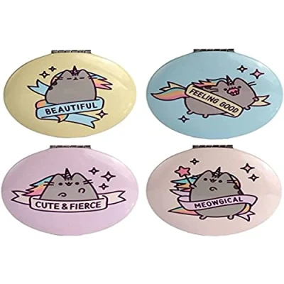 Image of Puckator Pusheen the Cat Pusheenicorn Compact Mirror Small Tiny Holiday Handbag Essentials Makeup Gift Sets For Women Teen Girls Pocket Cosmetics Mirrors Stocking Fillers