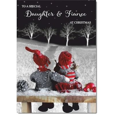 Image of doodlecards Daughter and Fiance Christmas Card Couple at Night Medium Size for &amp; with Plain Envelope