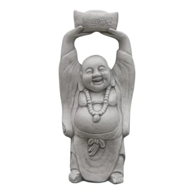 Image of gartendekoparadies.de Happy Buddha, stone figure, H. 41 cm, 8 kg, gray, frost proof made of cast for outdoor use