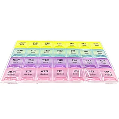 Image of Pill Box 28 Slots 7 Days Weekly Tablet Medicine Storage Organizer by VapourOn