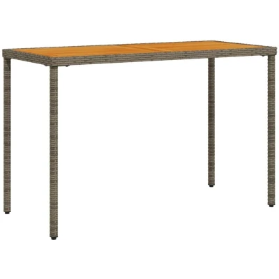 Image of vidaXL Garden Table with Acacia Wood Top Grey 115x54x74 cm Poly Rattan