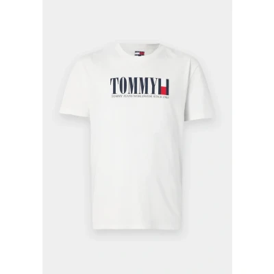 Image of Tommy Jeans DNA FLAG TEE Print Tshirt, Men&#039;s, Size: 0XS, Ecru