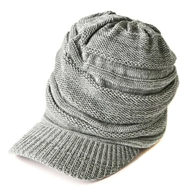 Image of Casualbox Charm Peak Cap Beanie Knit Hat All Season Slouch Baggy Slouchy Peaked Summer Winter Mix Grey(Size: One Size)