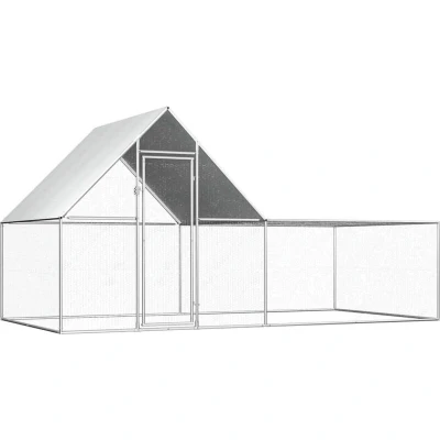 Image of vidaXL Chicken Coop 4x2x2 m Galvanised Steel