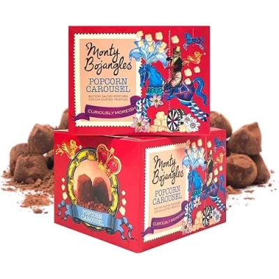 Image of Monty Bojangles Popcorn Carousel 2 Gift Boxes Choose from 10 Flavours Cocoa Dusted Truffles, x 150g (Gift Pack 300g)