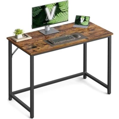 Image of VASAGLE Computer Desk, Writing Small Office Table, 50 x 100 75 cm, Study, Home Office, Simple Assembly, Steel, Industrial Design, Rustic Brown and Black LWD41X