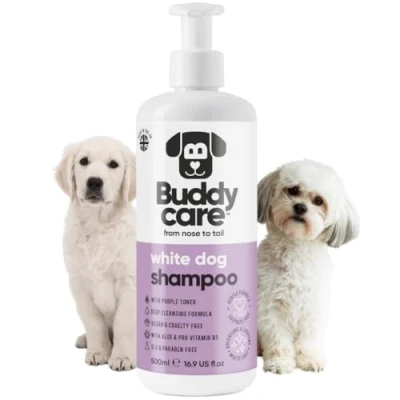 Image of White Dog Shampoo by Buddycare Brightening and Whitening for Dogs Deep Cleansing, Fresh Scented With Aloe Vera Pro Vitamin B5 (500ml)