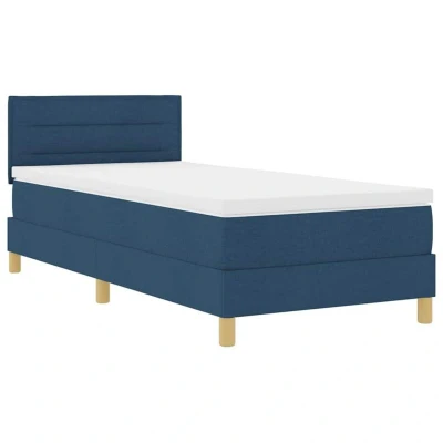 Image of vidaXL Box Spring Bed with Mattress Blue 80x200 cm Fabric
