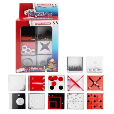 Image of 12 Mini Cube Brain Teaser Puzzle Box Set Maze, Fidget Toy, Reactive Games, Intelligence, Assorted Levels, Great for Party Bag Fillers, Kid&#039;s Birthday &amp; Goodie Bags