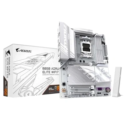 Image of GIGABYTE B850 AORUS ELITE WIFI7 ICE Motherboard AMD Ryzen 9000 Series CPUs, 12+2+1 Phases Digital VRM, up to 8200MHz DDR5 (OC), 1xPCIe 5.0 + 2xPCIe 4.0 M.2, 2.5 LAN, WIFI 7, USB 3.2 Gen 2x2