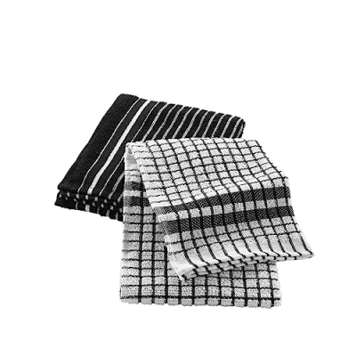 Image of Douceur d&#039;Intérieur, 2 Tea Towels (50 x 70 cm) Classico Black Terry Towelling Small