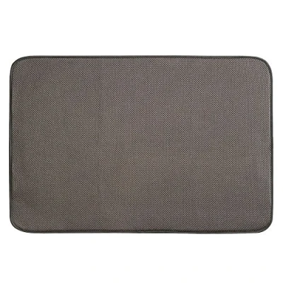 Image of iDesign iDry Thin Dish Drainer Mat, Quick Drying Draining Board Made of Polyester, Mocha/Ivory, Extra Large