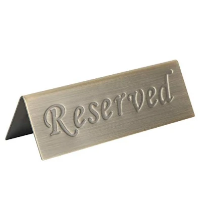 Image of Fdit Stainless Steel Table Sign Reserved Tent Coffee Service for Restaurant Bar Pub