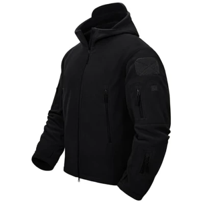 Image of TACVASEN Windproof Men&#039;s Military Fleece Combat Jacket Tactical Hoodies, Black, XXL
