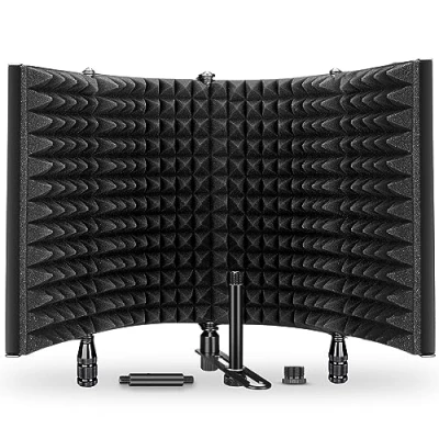 Image of Aokeo Professional Studio Recording Microphone Isolation Shield,Pop Filter.Suitable for Blue Yeti,Snowball iCE and Any Condenser Nicrophone Equipment(AO 504)