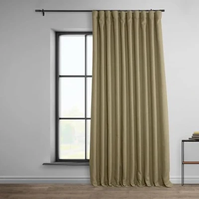 Image of HPD Half Price Drapes Faux Linen Room Darkening Curtains 108 Inches Long Extra Wide Luxury for Bedroom &amp; Living (1 Panel), 100W X 108L, Nomad Tan