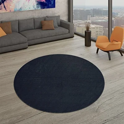 Image of TT Home Large Rug Short Pile Monochrome Design Modern And Timeless, colour:Navy Blue, Size:120x170 cm