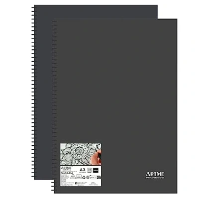 Image of Artme A3 Sketch Pad 2pcs, 30 Sheets 160gsm, Spiral Bound, Sketchbook Portrait