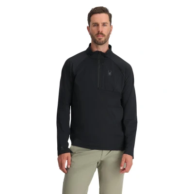 Image of Spyder Gridweb 1/2 ZIP Long sleeved top, Men&#039;s, Size: XL, Black