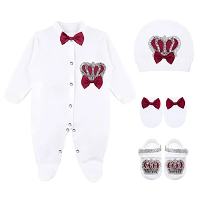 Image of Lilax Baby Boy Newborn Crown Jewels Layette 4 Piece Gift Set 0 3 Months, Burgundy, Months
